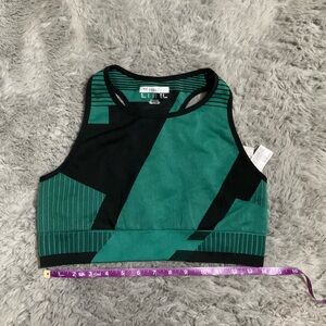 Forever 21 Black and Teal Striped Racerback Top